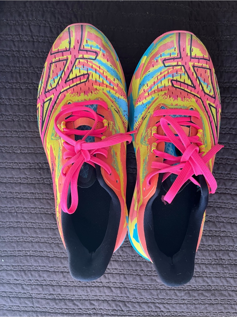 Asics noosa tri 15 Multicolor Neon Pink Yellow Blue Patterned Running Sneakers - Picture 4 of 6